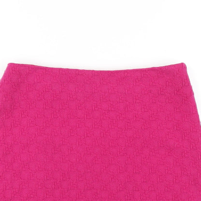 Marks and Spencer Womens Pink Wool A-Line Skirt Size 6 Zip
