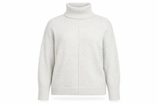 Front view of Missguided women’s grey roll neck polyester jumper, size UK 6