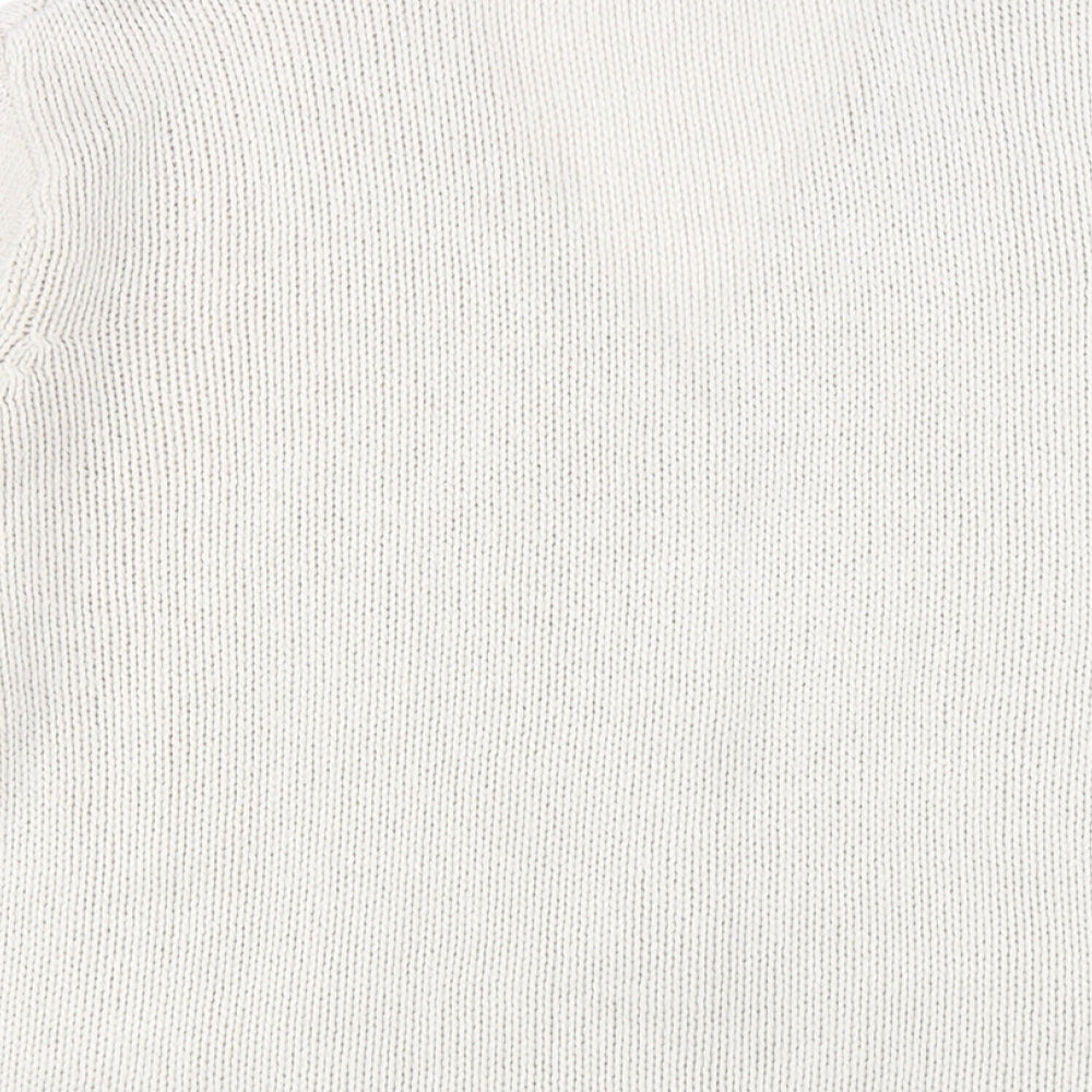 EWM Womens Beige V-Neck Acrylic Cardigan Jumper Size 14