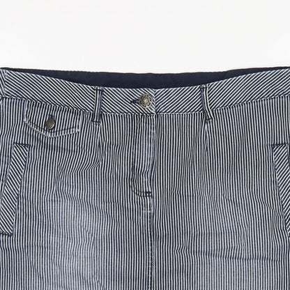 Per Una Womens Blue Striped Cotton Straight & Pencil Skirt Size 14 Zip