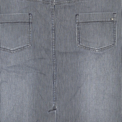 Per Una Womens Blue Striped Cotton Straight & Pencil Skirt Size 14 Zip