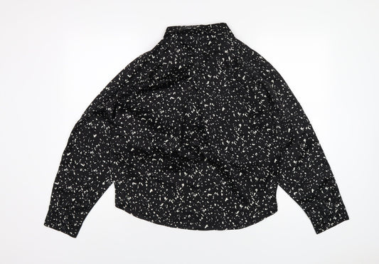 Missguided Womens Black Geometric Polyester Basic Blouse Size 8 Collared