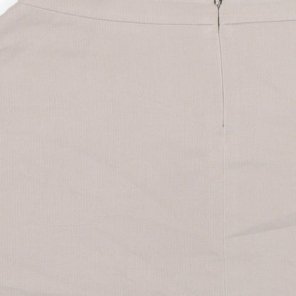 Phase Eight Womens Beige Polyester A-Line Skirt Size 8 Zip