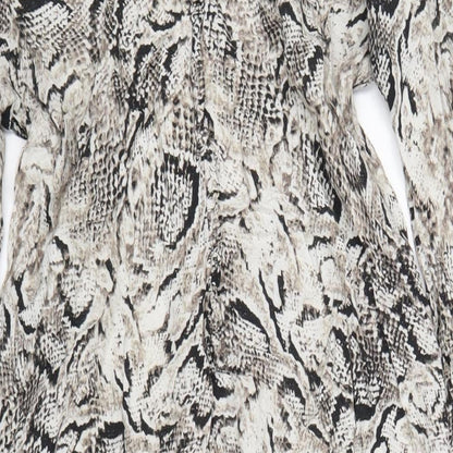 Marks and Spencer Womens Grey Animal Print Viscose A-Line Size M V-Neck Pullover - Snake Print