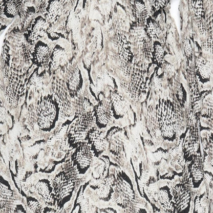 Marks and Spencer Womens Grey Animal Print Viscose A-Line Size M V-Neck Pullover - Snake Print