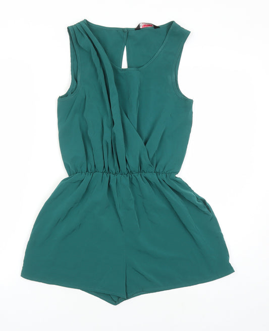 Miss Selfridge Womens Green Polyester Playsuit One-Piece Size 8 L3 in Button