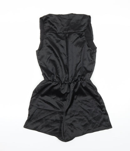 Boohoo Womens Black Polyester Playsuit One-Piece Size 4 L3 in Pullover