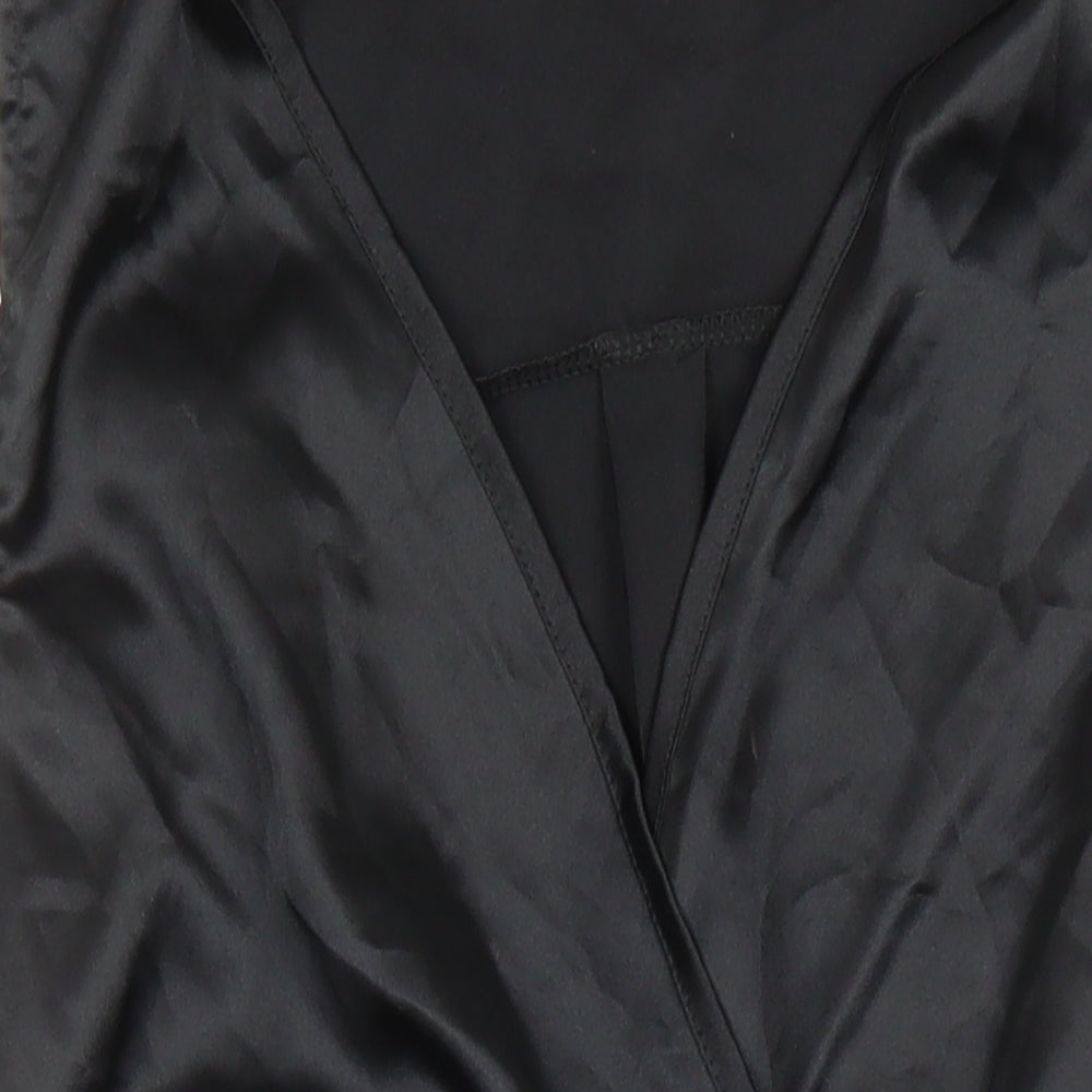 Boohoo Womens Black Polyester Playsuit One-Piece Size 4 L3 in Pullover