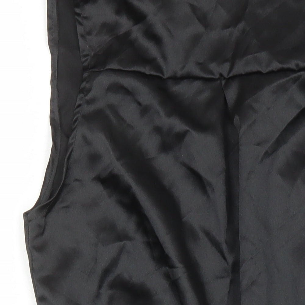 Boohoo Womens Black Polyester Playsuit One-Piece Size 4 L3 in Pullover