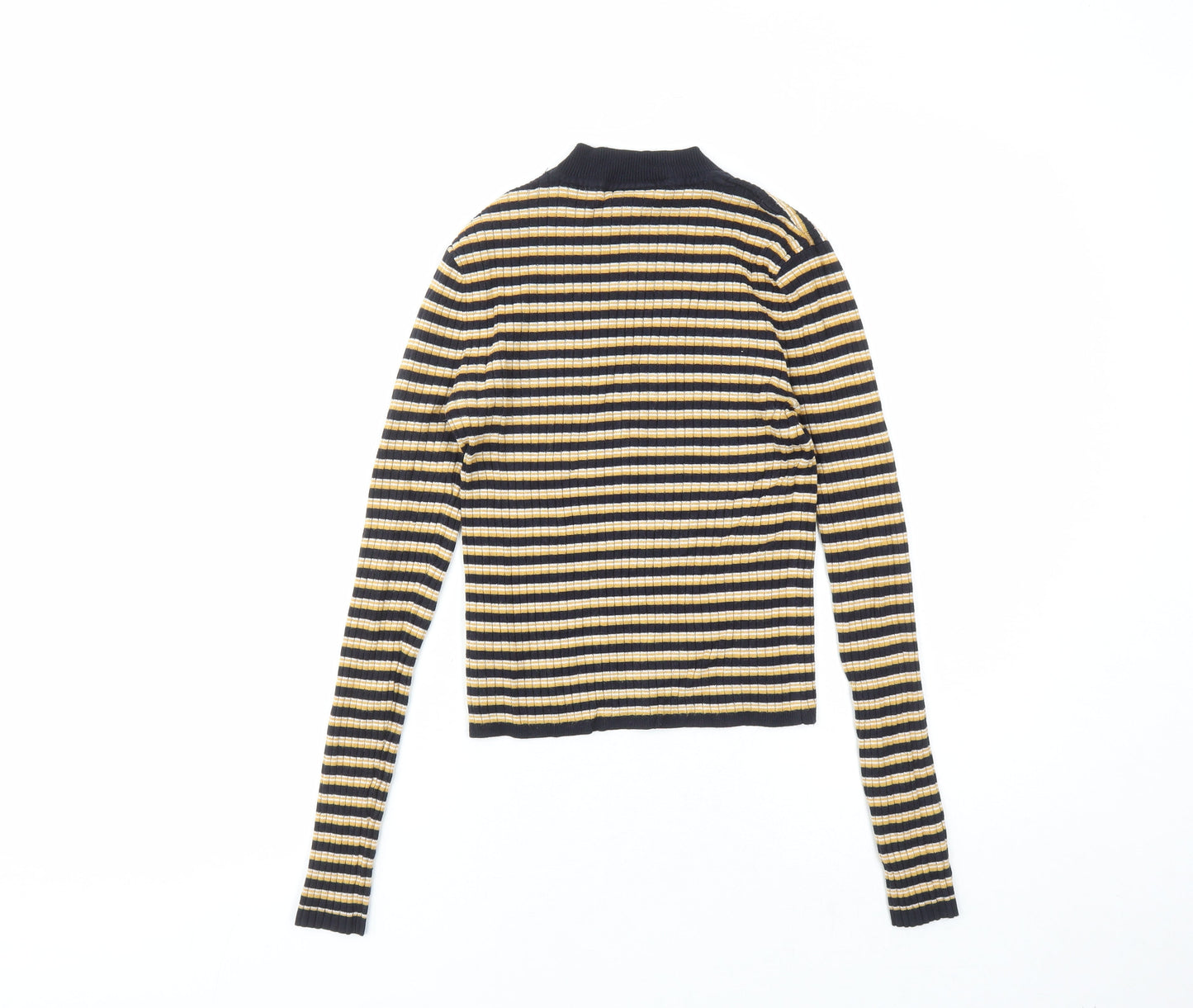 Sybilla Womens Yellow Mock Neck Striped Viscose Pullover Jumper Size S