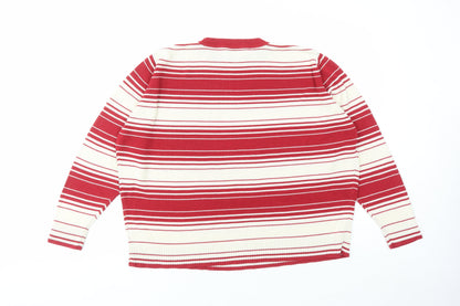 Berkertex Womens Red Round Neck Striped Acrylic Pullover Jumper Size 22 - Size 22-24