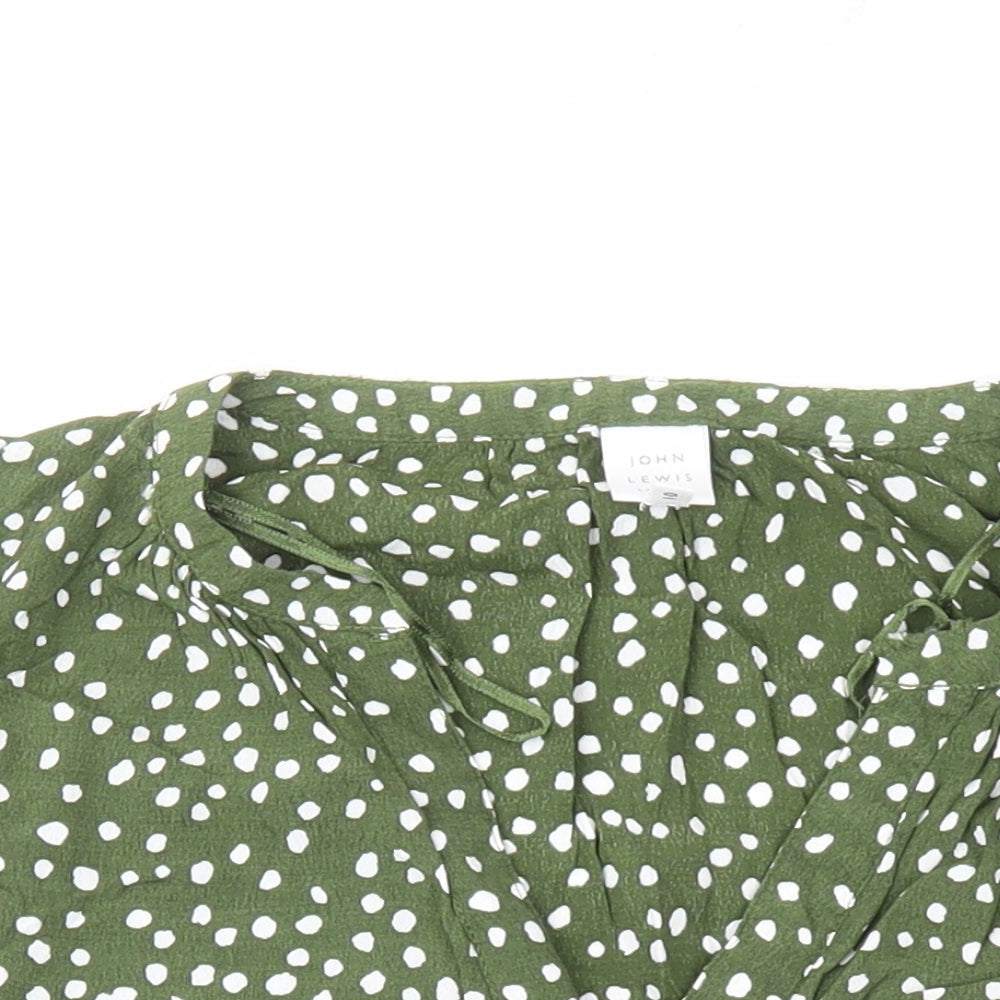 John lew Womens Green Geometric Polyester Basic Blouse Size 10 V-Neck