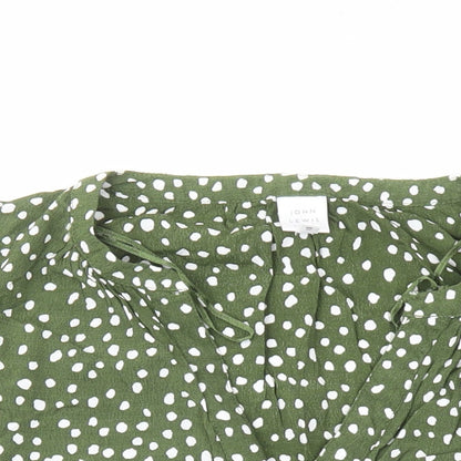 John lew Womens Green Geometric Polyester Basic Blouse Size 10 V-Neck
