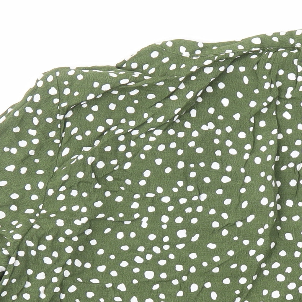 John lew Womens Green Geometric Polyester Basic Blouse Size 10 V-Neck