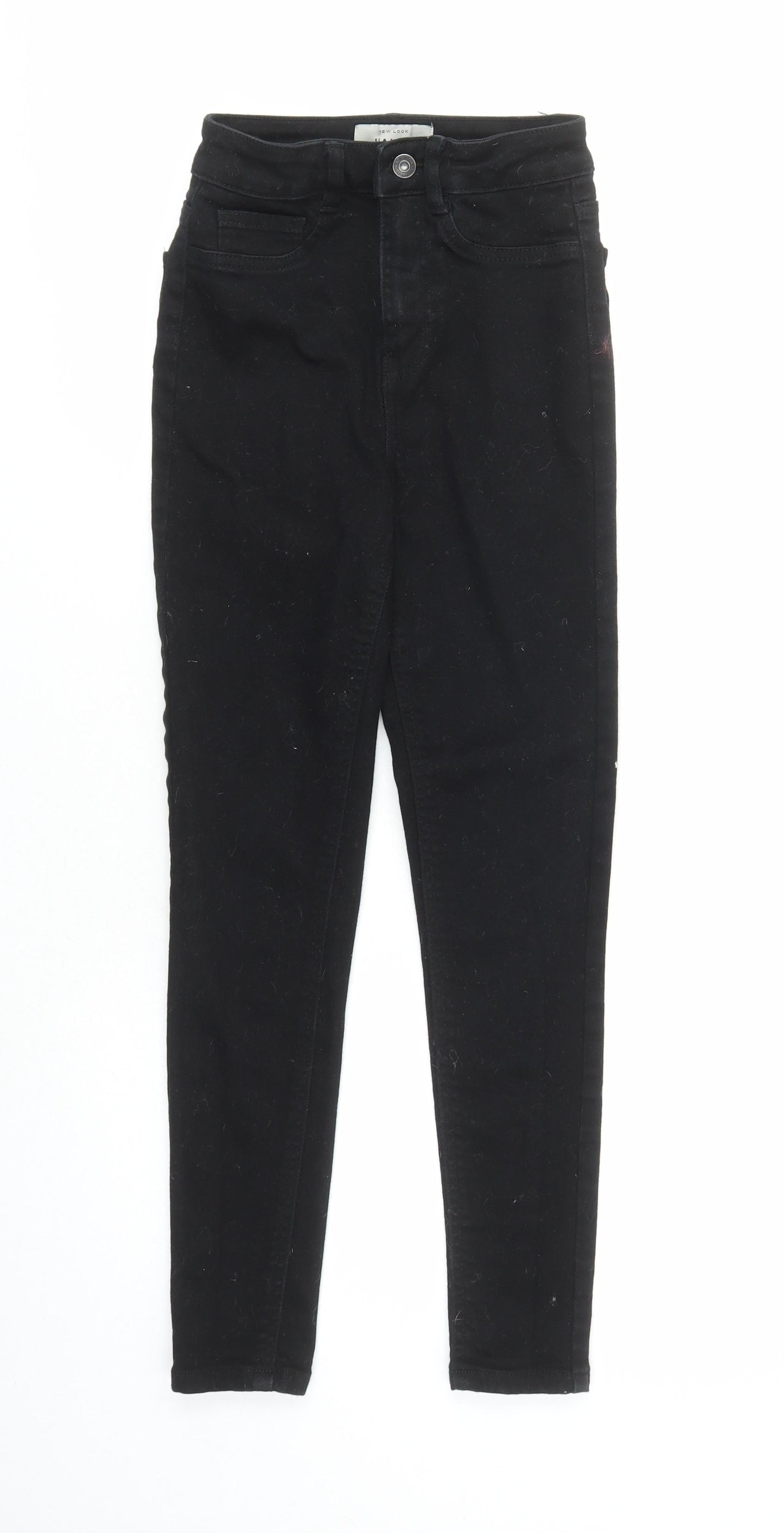New Look Womens Black Cotton Skinny Jeans Size 6 L27 in Regular Zip - Pockets Short Leg