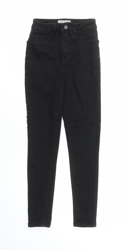 New Look Womens Black Cotton Skinny Jeans Size 6 L27 in Regular Zip - Pockets Short Leg