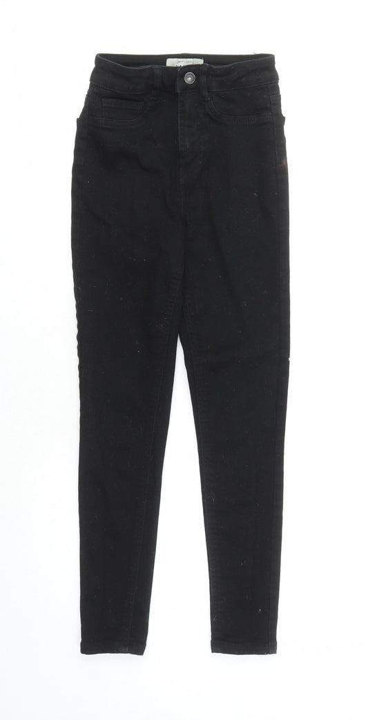 New Look Womens Black Cotton Skinny Jeans Size 6 L27 in Regular Zip - Pockets Short Leg