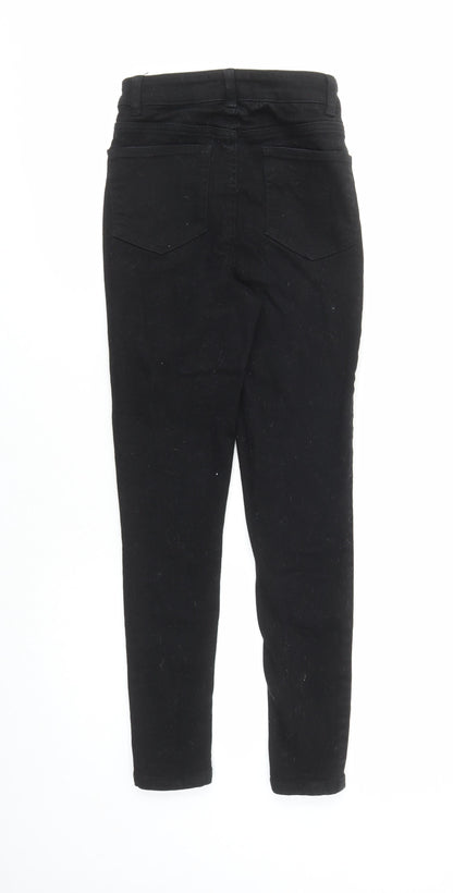 New Look Womens Black Cotton Skinny Jeans Size 6 L27 in Regular Zip - Pockets Short Leg