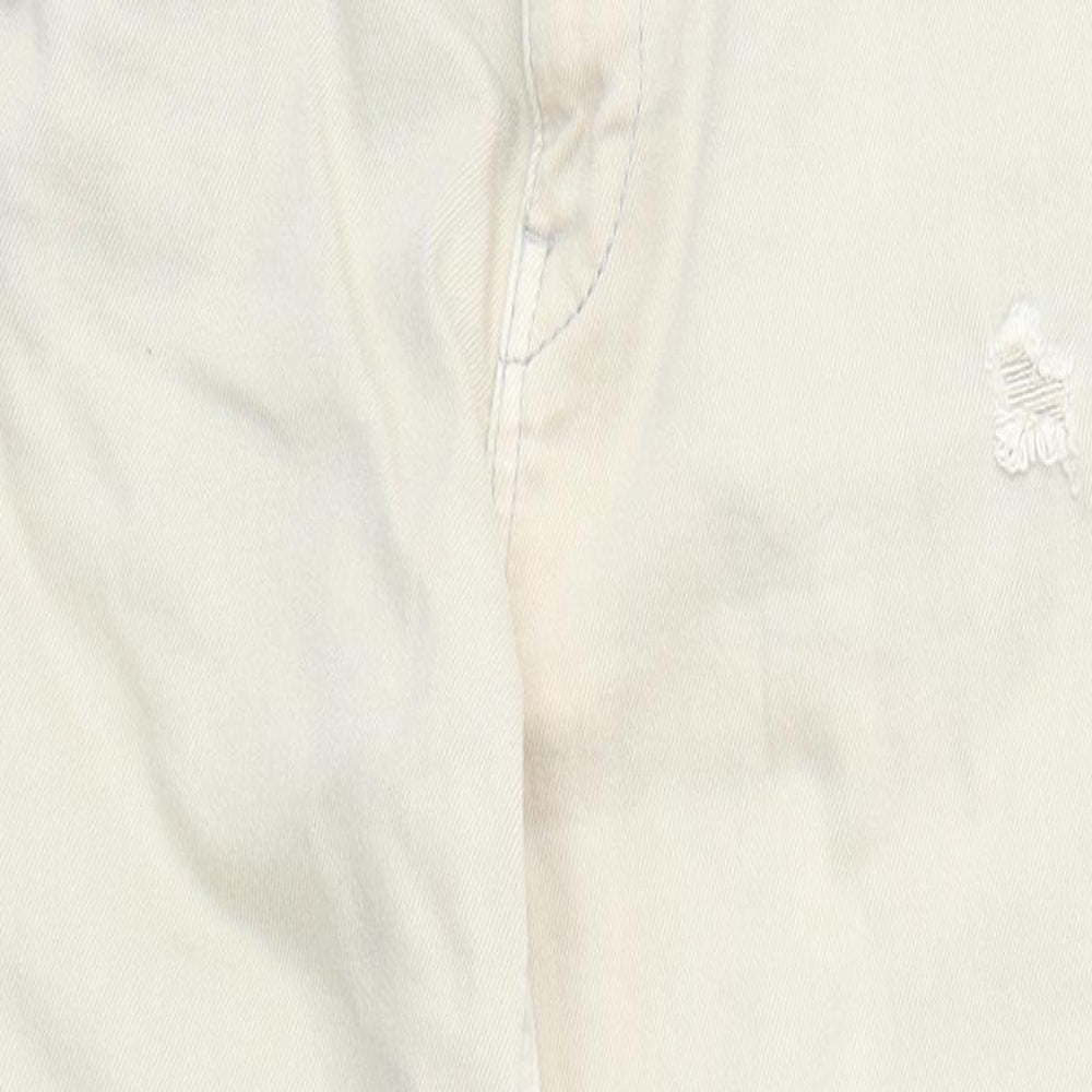 Zara Womens Beige Cotton Skinny Jeans Size 10 L27 in Regular Zip - Pockets Raw Hems