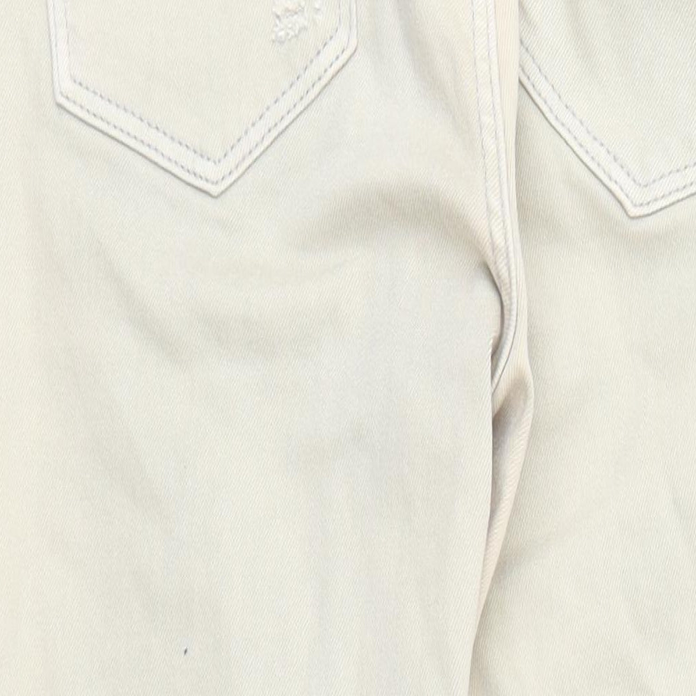 Zara Womens Beige Cotton Skinny Jeans Size 10 L27 in Regular Zip - Pockets Raw Hems