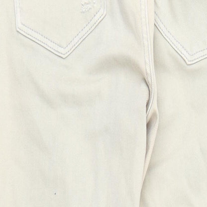 Zara Womens Beige Cotton Skinny Jeans Size 10 L27 in Regular Zip - Pockets Raw Hems