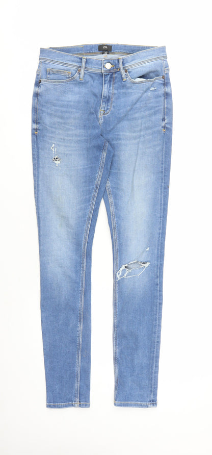 Mens UK Size 28 in River Island Regular Fit Skinny Blue Jeans