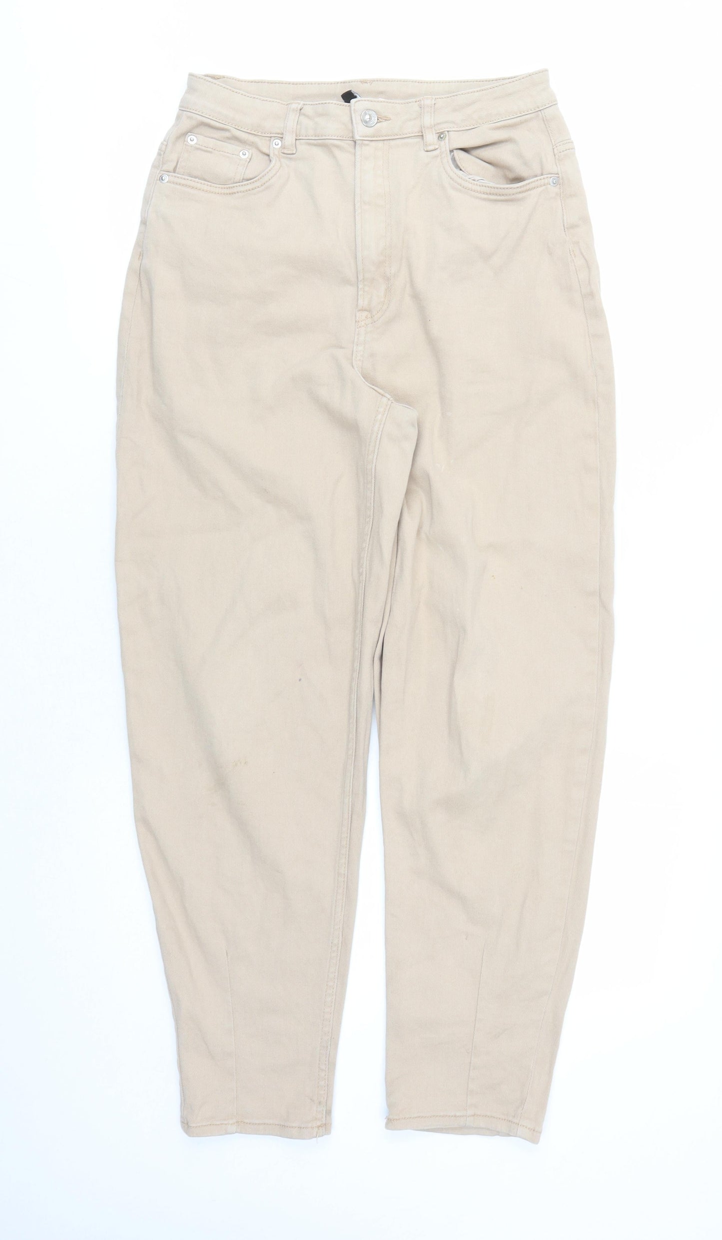 Divided by H&M Womens Beige Cotton Tapered Jeans Size 12 L27 in Regular Zip - Pockets