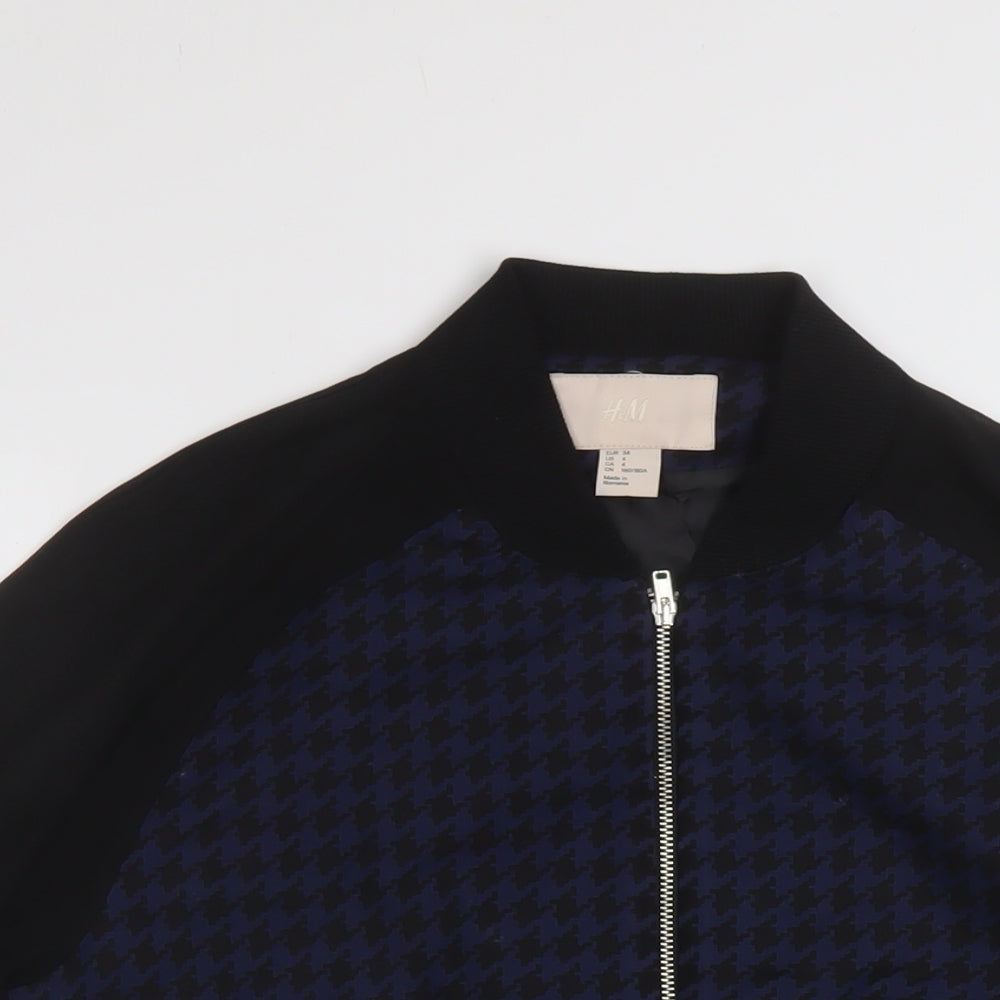 Womens UK Size 6 H&M Black Bomber Jacket