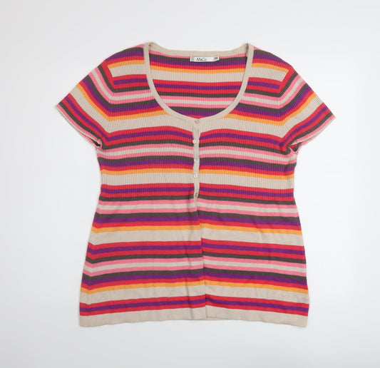 Womens UK Size 2XL M&Co Multicoloured Cardigan Jumper