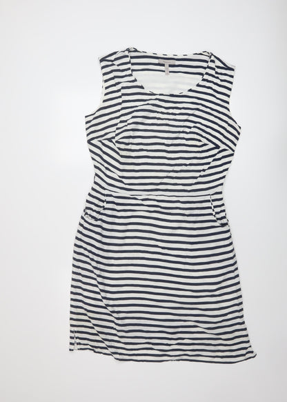 Pepperberry Womens Blue Striped Viscose A-Line Size 14 Round Neck Pullover