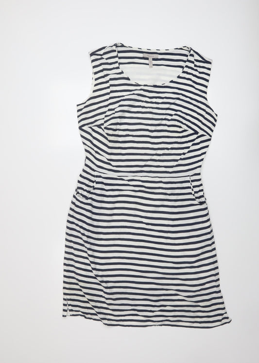 Pepperberry Womens Blue Striped Viscose A-Line Size 14 Round Neck Pullover