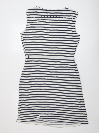 Pepperberry Womens Blue Striped Viscose A-Line Size 14 Round Neck Pullover