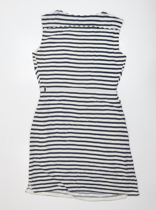 Pepperberry Womens Blue Striped Viscose A-Line Size 14 Round Neck Pullover