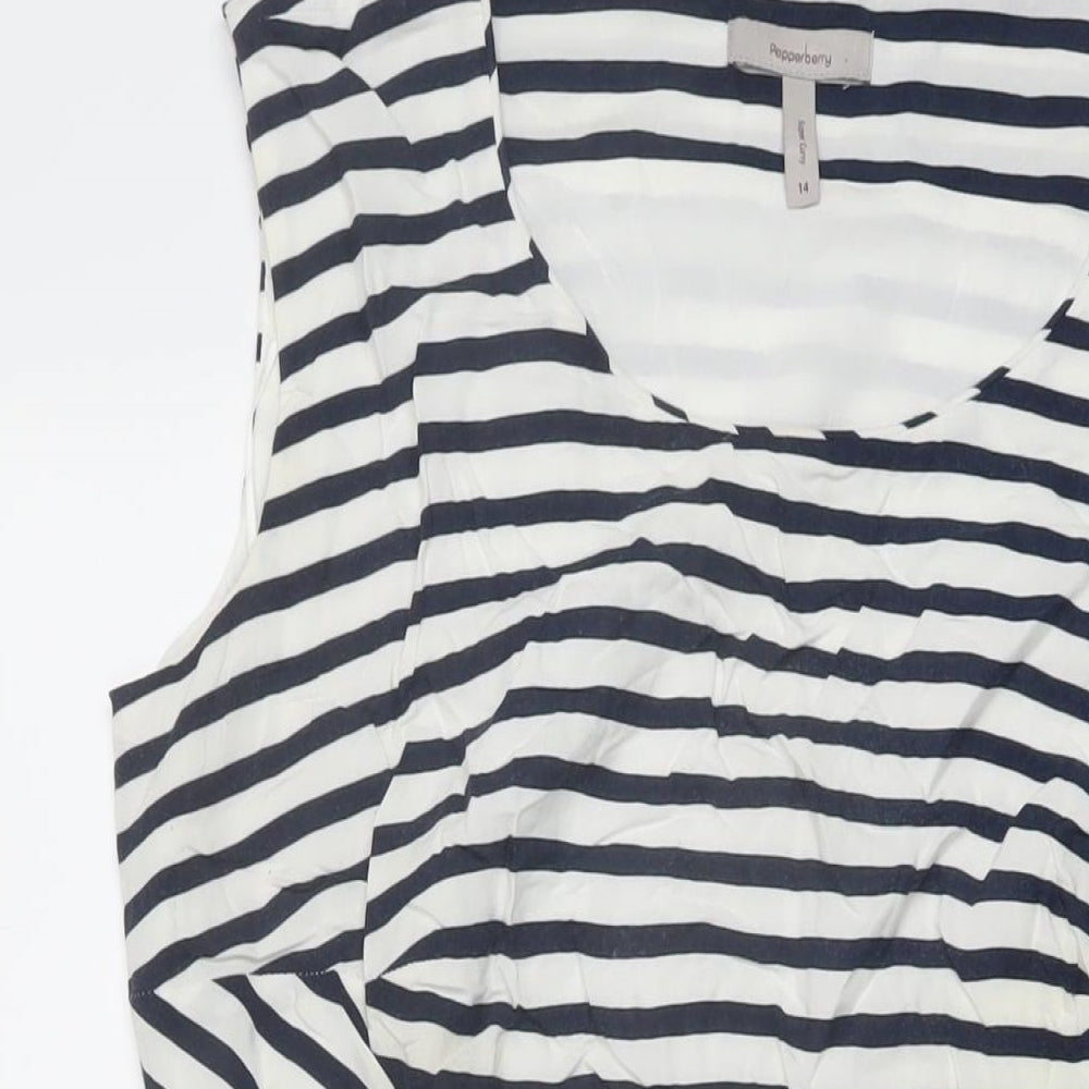 Pepperberry Womens Blue Striped Viscose A-Line Size 14 Round Neck Pullover