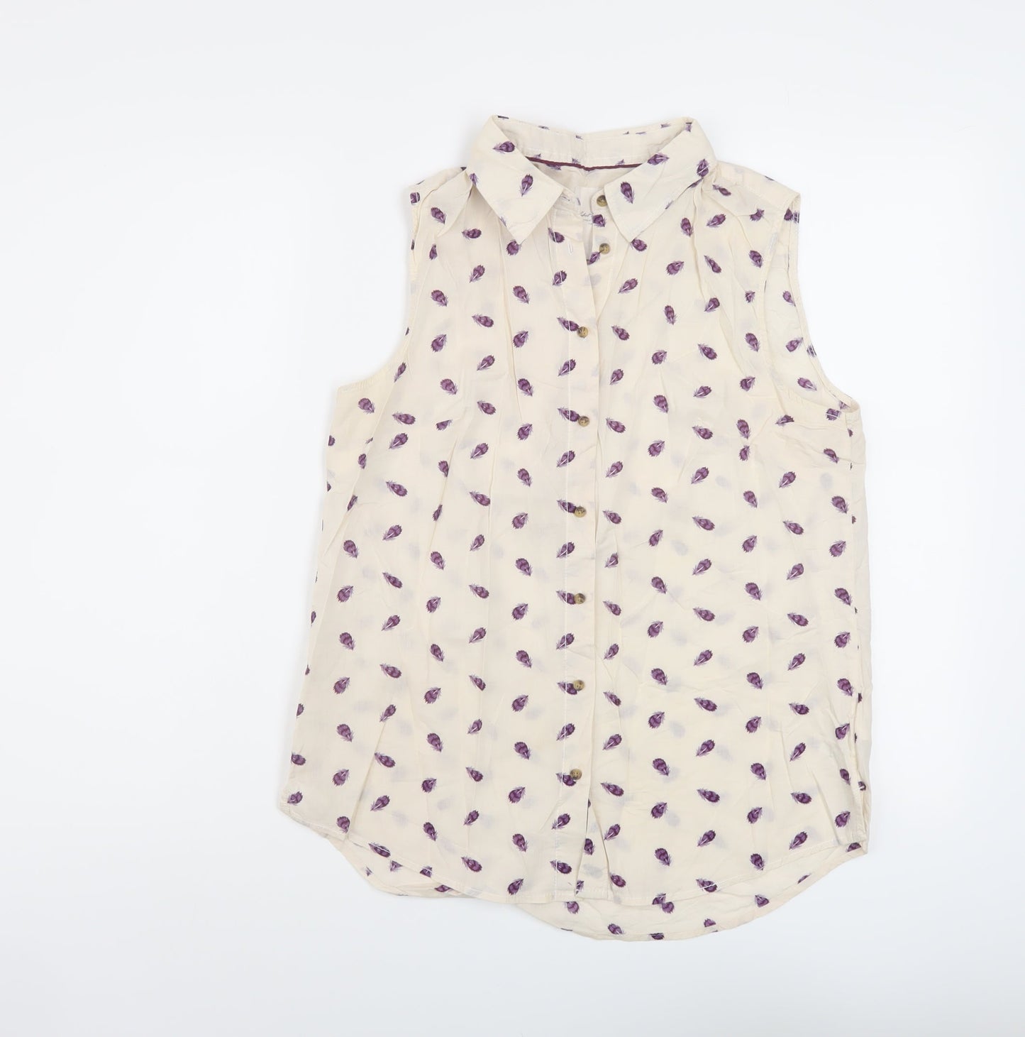 Womens UK Size 8 H&M Ivory Basic Button-Up