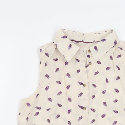 Womens UK Size 8 H&M Ivory Basic Button-Up