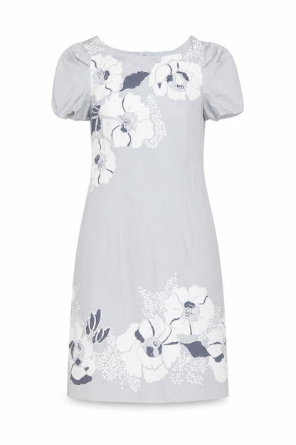 Oasis Womens Grey Floral Cotton A-Line Size 8 Collared Zip