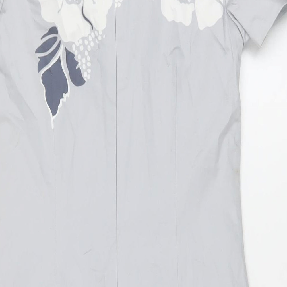 Oasis Womens Grey Floral Cotton A-Line Size 8 Collared Zip