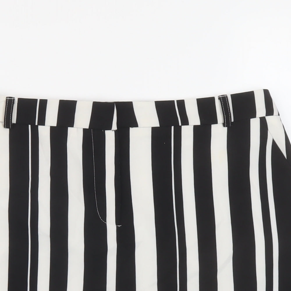 Miss Selfridge Womens Black Striped Polyester Mini Skirt Size 12 Zip