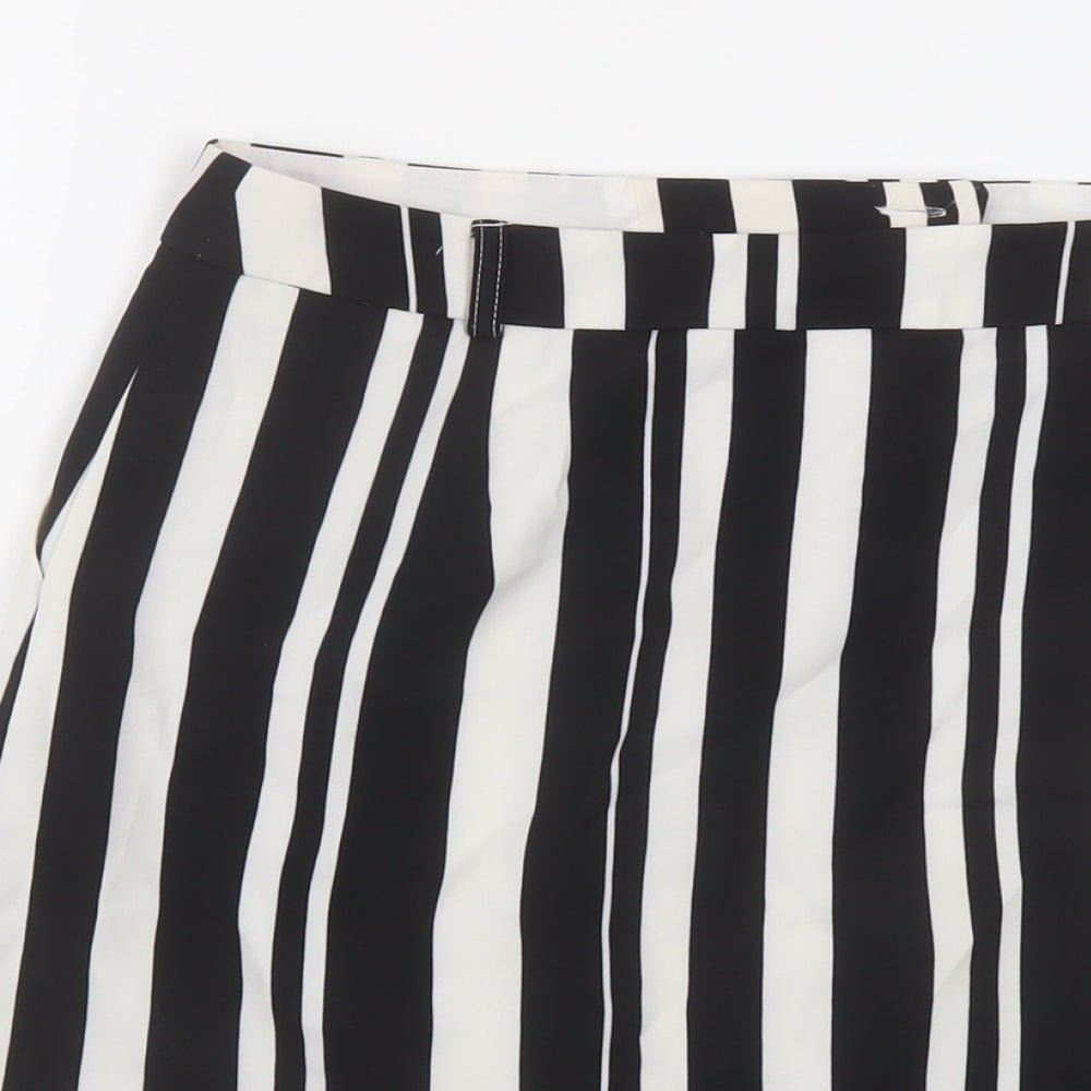 Miss Selfridge Womens Black Striped Polyester Mini Skirt Size 12 Zip