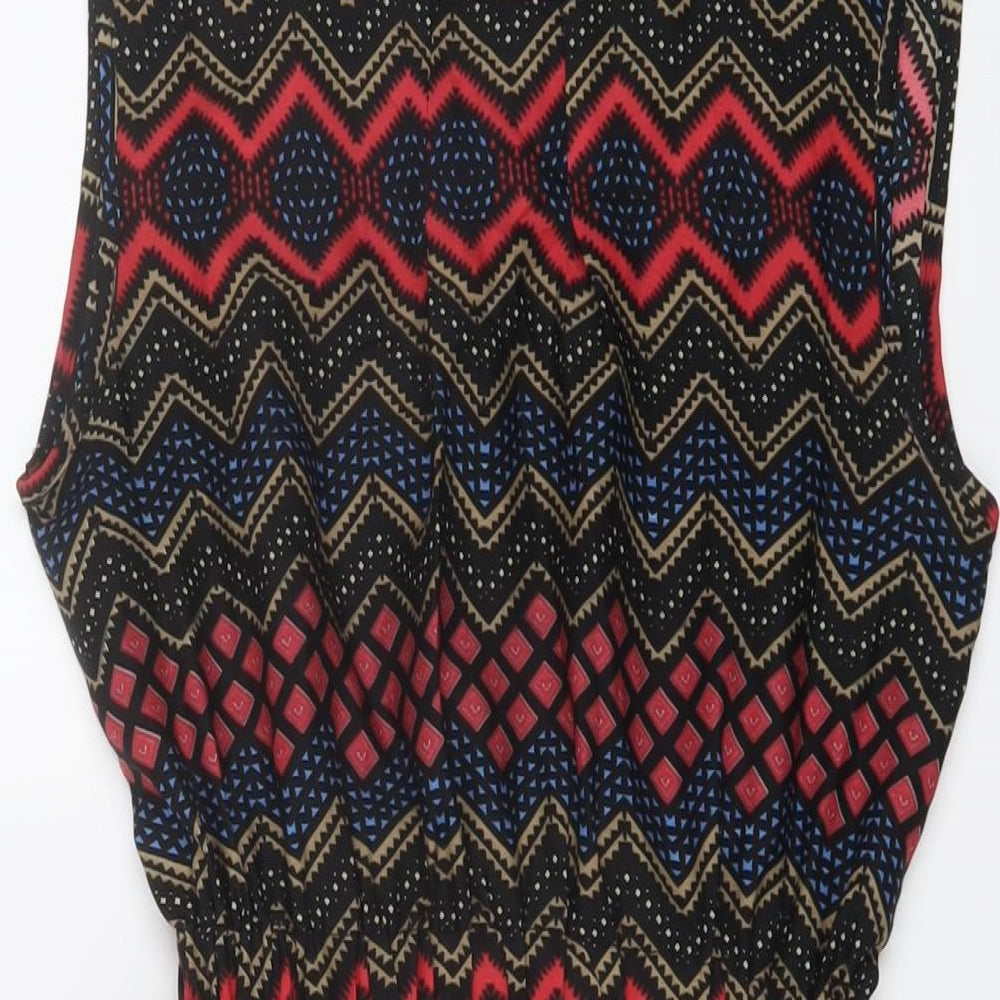 Mela London Womens Multicoloured Geometric Polyester A-Line Size 12 Boat Neck Pullover
