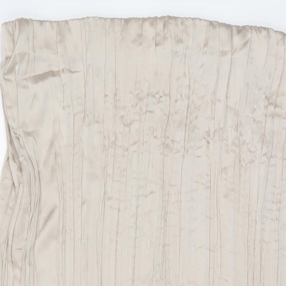 H&M Womens Beige Polyester Pleated Skirt Size 2XL