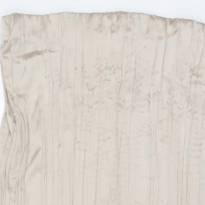 H&M Womens Beige Polyester Pleated Skirt Size 2XL