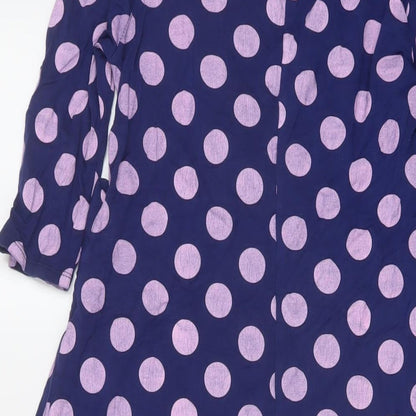 ASOS Womens Purple Polka Dot Viscose A-Line Size 8 V-Neck Pullover
