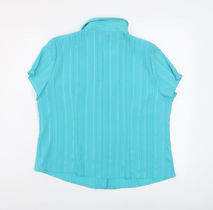 Bonmarché Womens Blue Polyester Basic Button-Up Size 16 Collared