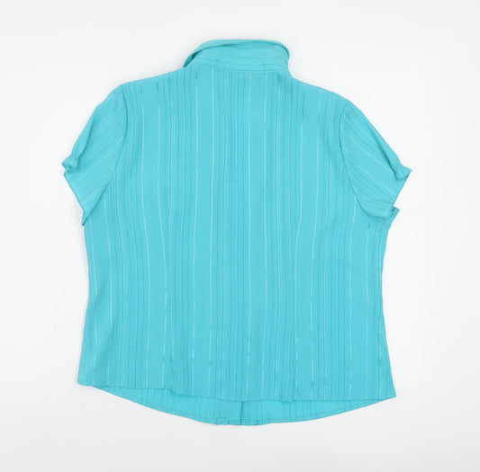 Bonmarché Womens Blue Polyester Basic Button-Up Size 16 Collared