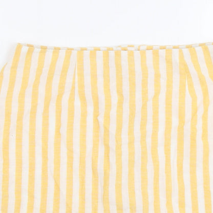 Miss Selfridge Womens Yellow Striped Polyester A-Line Skirt Size 12 Button