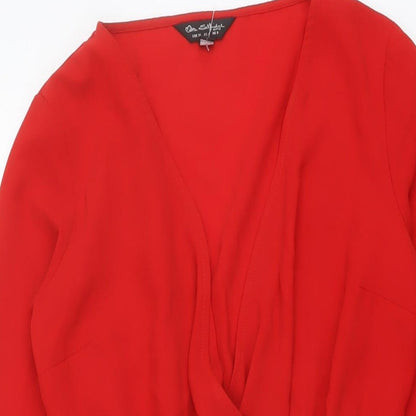 Miss Selfridge Womens Red Polyester A-Line Size 8 V-Neck Pullover