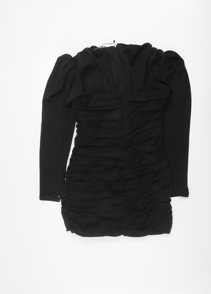 Zara Womens Black Polyester Mini Size M Round Neck Zip