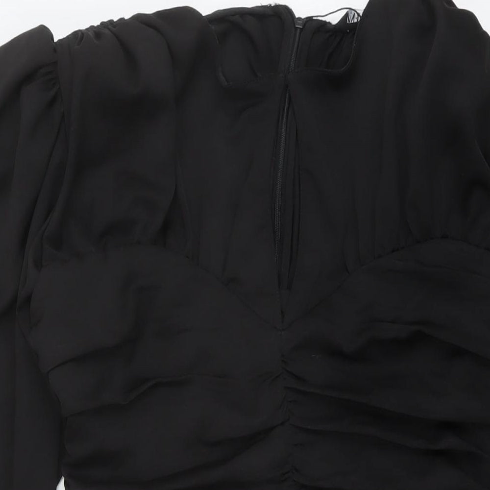 Zara Womens Black Polyester Mini Size M Round Neck Zip